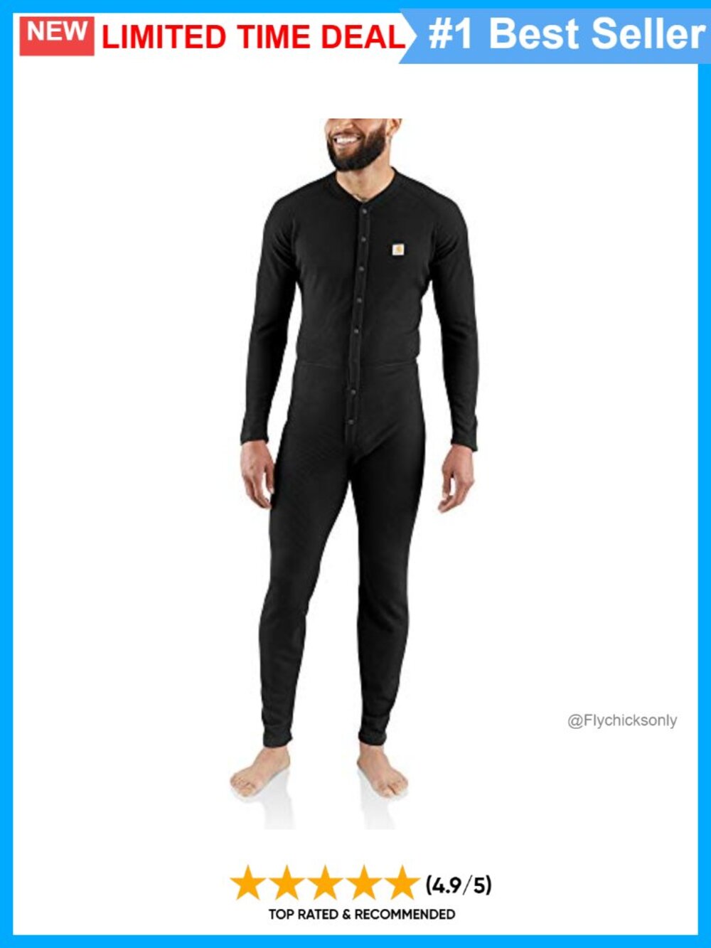 Men's Midweight Cotton Blend Waffle Union Suit Base Layer
